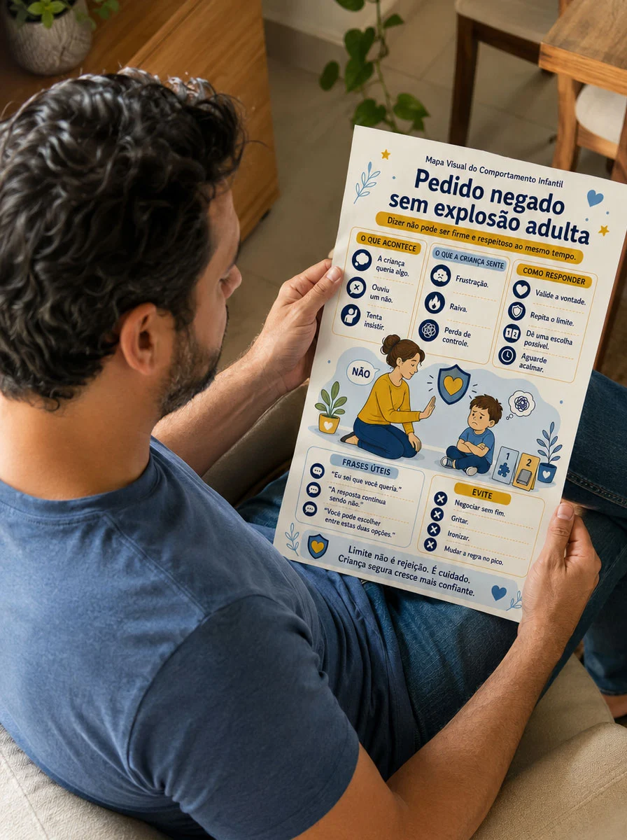 Pai lendo o mapa Pedido negado sem explosão adulta
